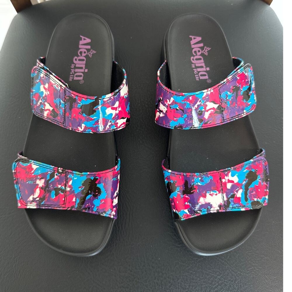 Alegria Rubie Collage Party Sandals EU36 US6–6.5 NWOT Multicolor Comfort Slip-On
